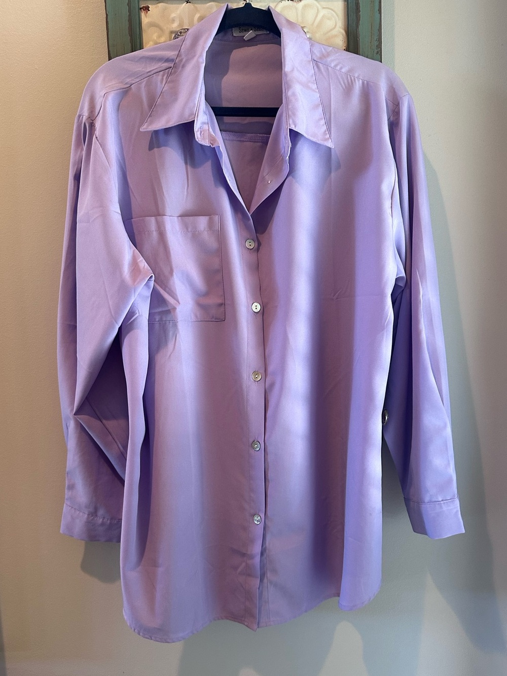 Seen + Seen Oversized Lavender Button-Up Shirt